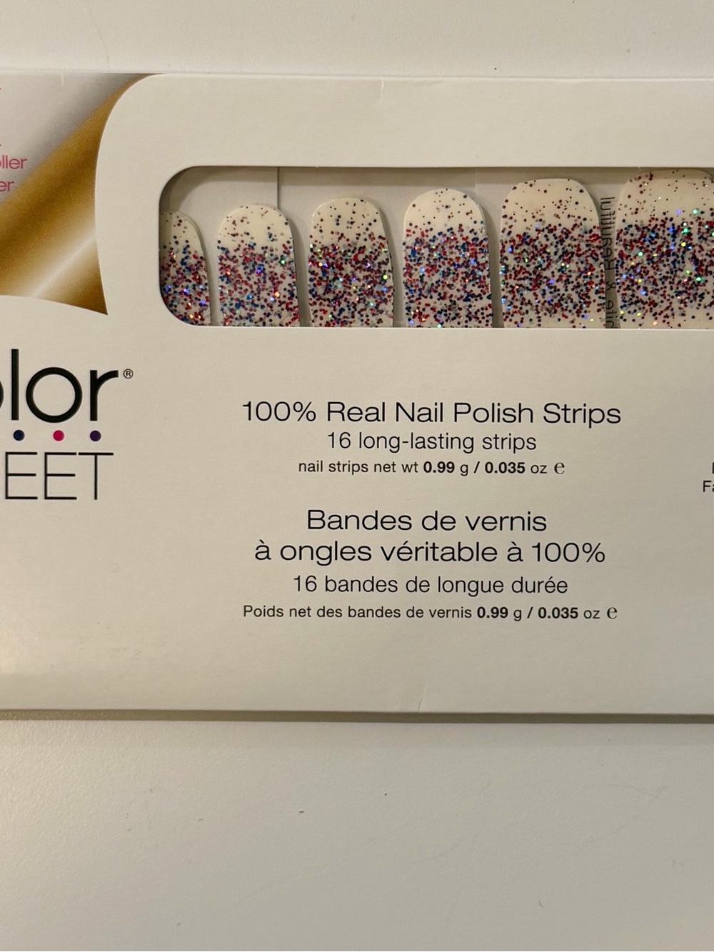 Color Street White Nail Strips with Multicolor Glitter 🇺🇸